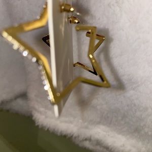 Boutique Star Hoop Earrings with Rhinestones